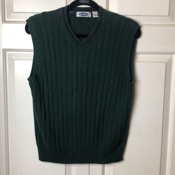 Old Navy Womens Cotton V-Neck Sleeveless Ribbed Knit Pullover Sweater Green XS - Picture 1 of 3